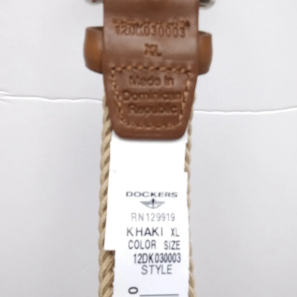 Big Boy's DOCKERS Khaki and Leather Woven Elastic Belt XL NWT